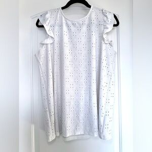 Torrid White Eyelet Soft Girl Summer Ruffle Sleeve top Plus size 0